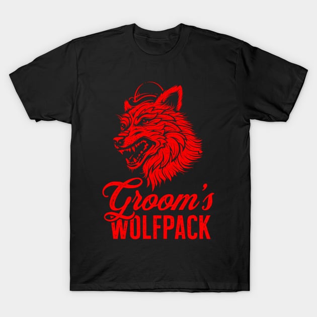 Grooms Wolfpack Groomsmen Squad Bachelor Party Funny Gift T-Shirt by grendelfly73